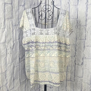 LUCKY BRAND Lacey Floral Oversized‎ Blouse Medium NWT